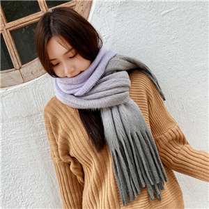 Wholesale solid color gradient tassel cashmere scarf