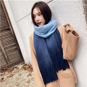 Wholesale solid color gradient tassel cashmere scarf