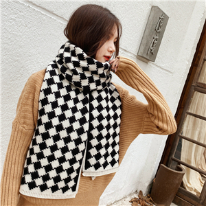 Geometric diamond knit cotton cheap scarf
