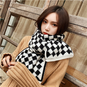 Geometric diamond knit cotton cheap scarf