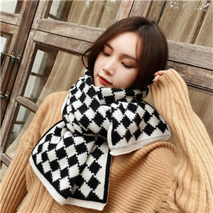 Geometric diamond knit cotton cheap scarf