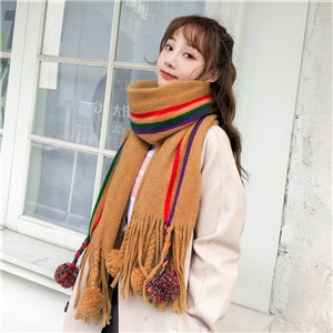 Wholesale-rainbow-hair-ball-tassel-cashmere-scarf