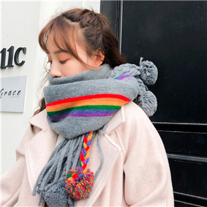 Wholesale-rainbow-hair-ball-tassel-cashmere-scarf
