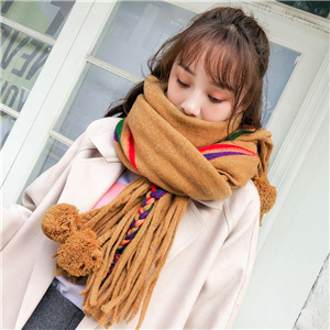 Wholesale-rainbow-hair-ball-tassel-cashmere-scarf
