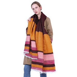 Wholesale color striped cashmere warm scarf