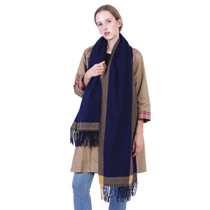 Wholesale solid color frame cashmere tassel scarf