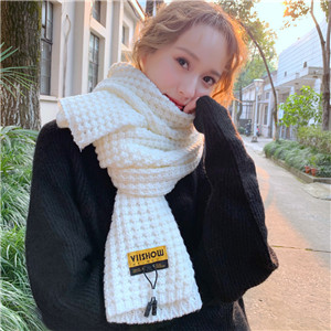 Solid color knitted wool warm cheap scarf