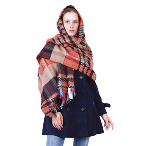 Wholesale color lattice cashmere tassel scarf