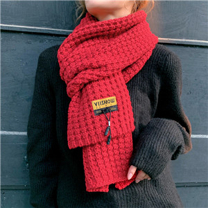 Solid color knitted wool warm cheap scarf