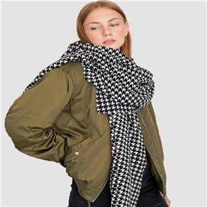 Wholesale black and white houndstooth cashmere scarf
