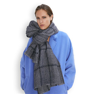 Wholesale gray plaid cashmere decorative scarf