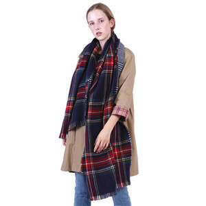 Wholesale plaid cashmere decorative cheap scarf
