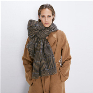 Wholesale yellow cashmere houndstooth scarf