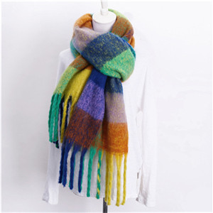 Wholesale color plaid tassel cashmere scarf