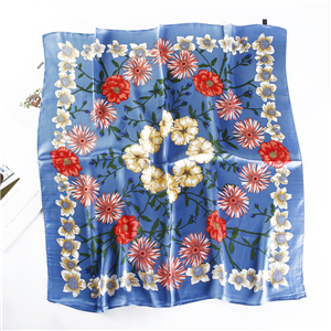 China wholesale flower print silk square scarf