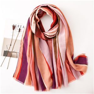 Wholesale vertical strip rainbow printed cotton scarf