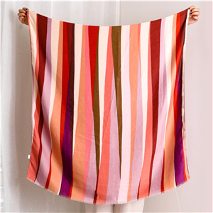 Wholesale vertical strip rainbow printed cotton scarf