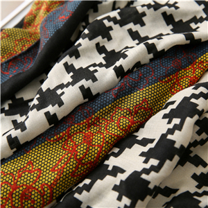 Wholesale houndstooth lace stitching cotton scarf
