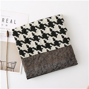 Wholesale houndstooth lace stitching cotton scarf
