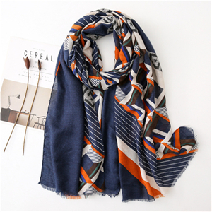 Wholesale striped geometric print cotton scarf
