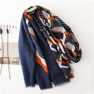 Wholesale striped geometric print cotton scarf