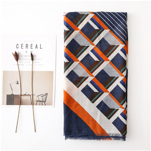Wholesale striped geometric print cotton scarf