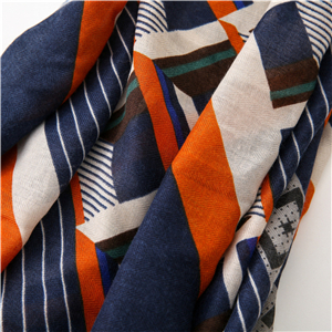 Wholesale striped geometric print cotton scarf