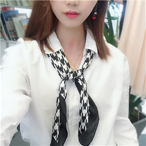 Chinese cheap houndstooth pattern silk square scarf