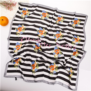 Wholesale flower print silk square scarf