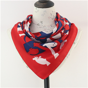 Wholesale cartoon printed silk square scarf