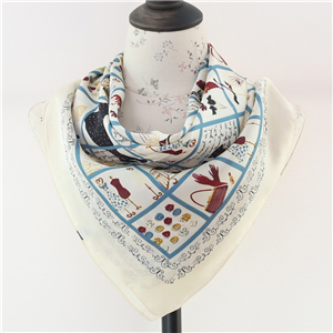 Wholesale cartoon printed silk square scarf