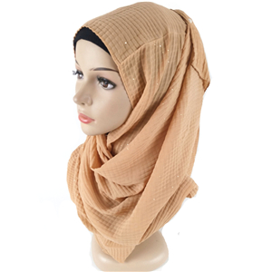 Wholesale crumpled pure color chiffon muslim scarf