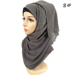 Wholesale hollow rhinestone chiffon muslim scarf