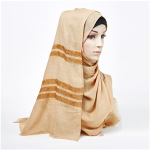 Wholesale gold cotton striped scarf