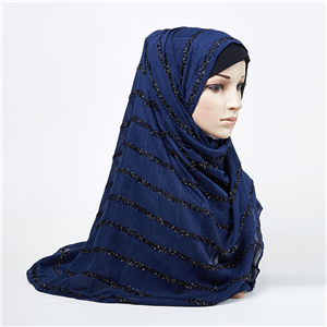 China wholesale gold silk cotton striped scarf