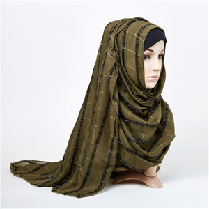 China wholesale gold silk cotton striped scarf