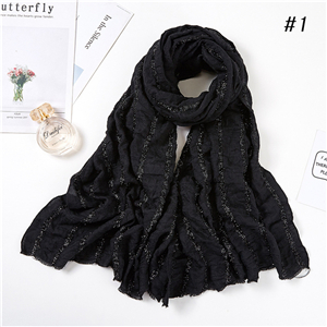 China wholesale gold silk cotton striped scarf