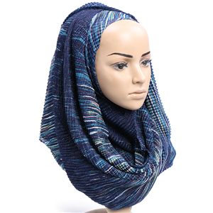 Wholesale Crumpled Striped Muslim Scarf