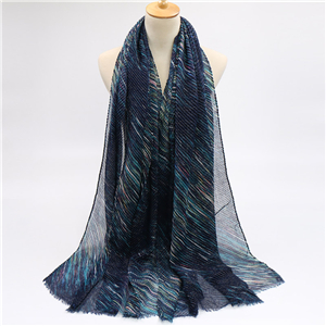Wholesale Crumpled Striped Muslim Scarf
