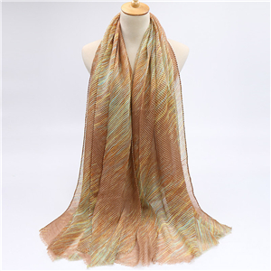 Wholesale Crumpled Striped Muslim Scarf