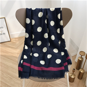 Wholesale navy blue circle pattern tassel cotton scarf