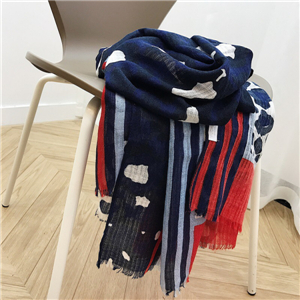 Navy blue leopard striped raw cotton cheap scarf