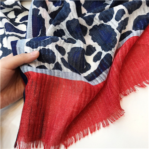 Navy blue leopard striped raw cotton cheap scarf