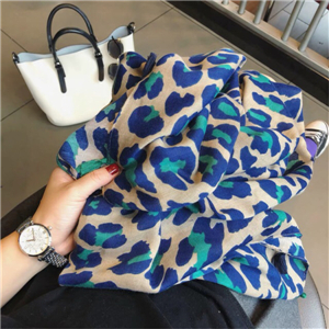 Wholesale blue leopard cotton warm scarf