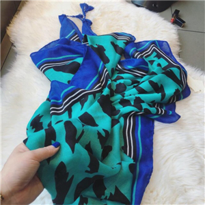 Wholesale blue leopard cotton warm scarf
