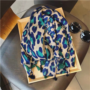 Wholesale blue leopard cotton warm scarf