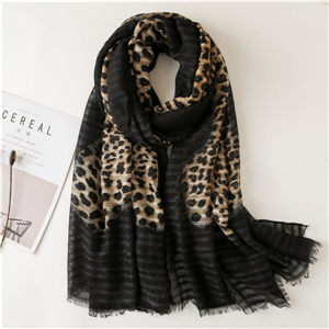 Leopard print tassel cotton warm scarf