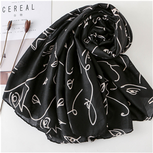 Black eye cartoon abstract pattern cotton cheap scarf