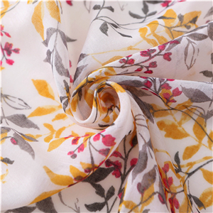 Yellow flower print tassel cotton scarf