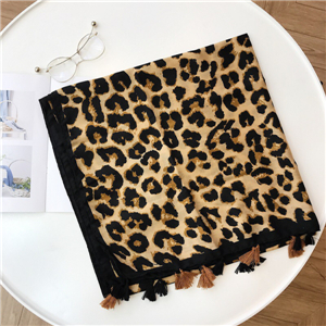Wholesale leopard tassel cotton decorative scarf